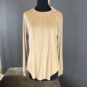 Women’s Beige Long Sleeve Tunic Top with Seam Detail Size M NWT